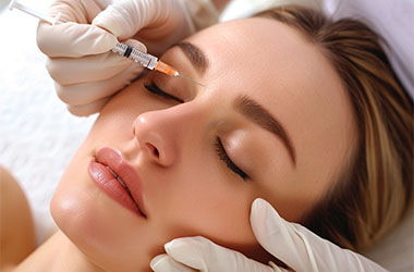cosmetic treatment featuring woman receiving injection for beauty enhancement